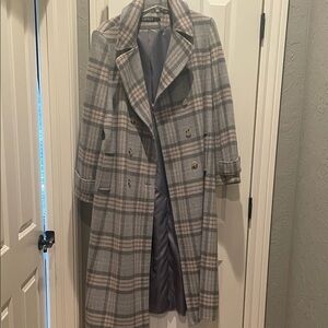 Ralph Lauren Gray Plaid Trench Coat